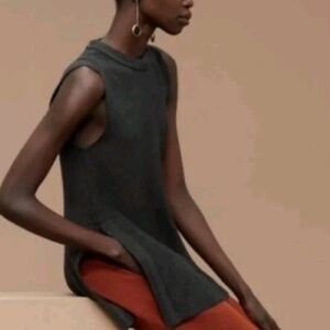 Wilfred Charcoal Sleeveless Longline Tank